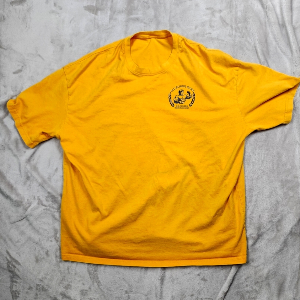 Old School Glory bodybuilding shirt Yellow please read notes for sizing